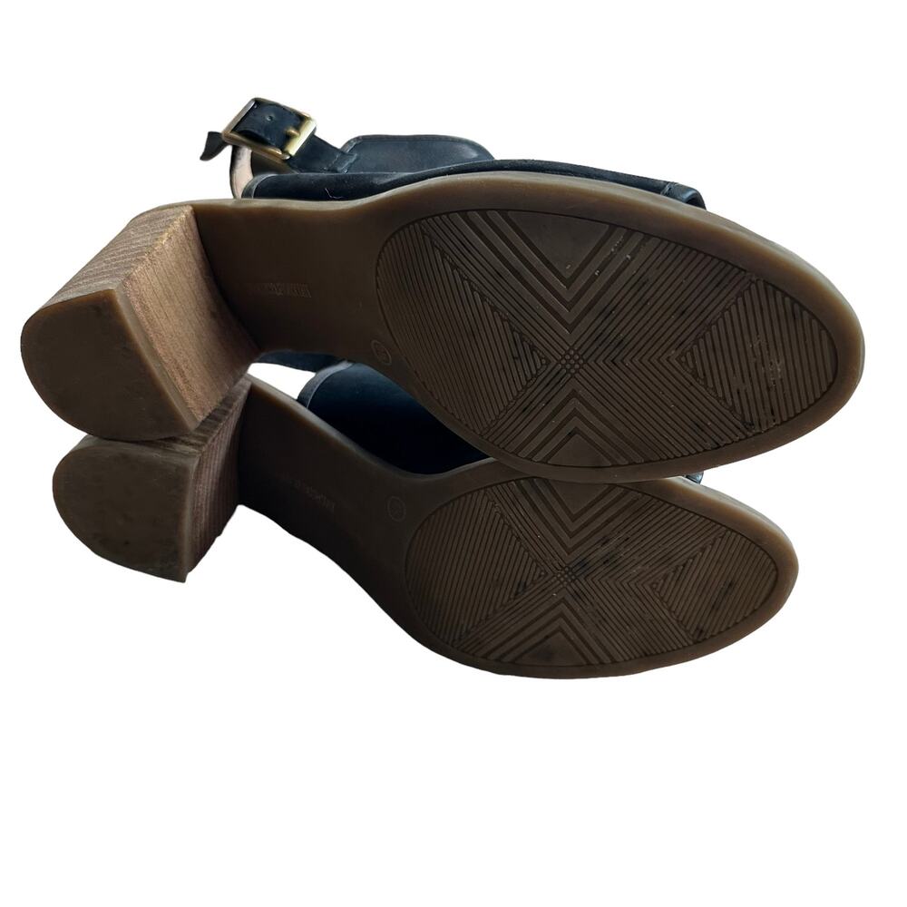 Franco Fortini | Size 9.5 Aniston Leather Peep Toe Block Heel Buckle Strap - Picture 9 of 11